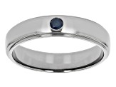 Blue Sapphire Black Rhodium Over Sterling Silver Men's Solitaire Band Ring 0.13ct