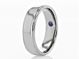 Blue Tanzanite Black Rhodium Over Sterling Silver Men's Ring 0.05ct