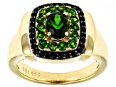 Green Chrome Diopside 18k Yellow Gold Over Sterling Silver Mens Ring 1.36ctw