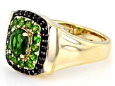 Green Chrome Diopside 18k Yellow Gold Over Sterling Silver Mens Ring 1.36ctw
