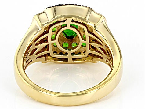 Green Chrome Diopside 18k Yellow Gold Over Sterling Silver Mens Ring 1.36ctw