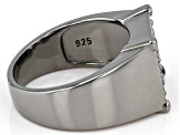 White Lab Created Sapphire, Black Rhodium Over Sterling Silver Men's Ring 1.95ctw