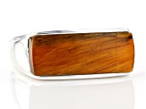 Brown Tiger's Eye Inlay Rhodium Over Sterling Silver Men's Band Ring