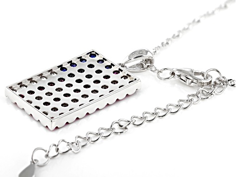 Red Lab Created Ruby Rhodium Over Sterling Silver American