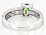 Green Chrome Diopside Rhodium Over Sterling Silver Men's Ring 0.86ct