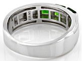 Chrome Diopside Rhodium Over Sterling Silver Men's Ring. 0.71ctw