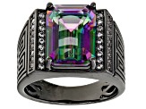 Multi-Color Quartz, Black Rhodium Over Brass Men's Ring 6.43ctw