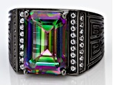 Multi-Color Quartz, Black Rhodium Over Brass Men's Ring 6.43ctw