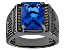 Blue Lab Created Spinel Black Rhodium Over Brass Men's Ring 6.43ctw