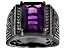 Purple Amethyst, Black Rhodium Over Brass Men's Ring. 6.43ctw