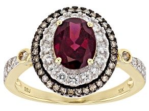 Purple Grape Color Garnet 10k Yellow Gold Ring 1.72ctw