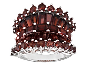 Red Garnet Rhodium Over Sterling Silver Ring 6.94ctw.