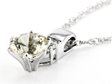 Yellow Mexican Labrodorite And White Topaz Rhodium Over Sterling Silver Pendant With Chain 2.40ctw.
