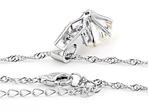 Yellow Mexican Labrodorite And White Topaz Rhodium Over Sterling Silver Pendant With Chain 2.40ctw.