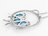 Blue Turquoise Rhodium Over Sterling Silver Bird Slide With Chain .03ctw