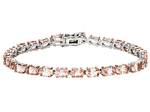 Morganite Bracelets On Jtv Pink Morganite Sterling Silver Tennis Bracelet 10 10ctw
