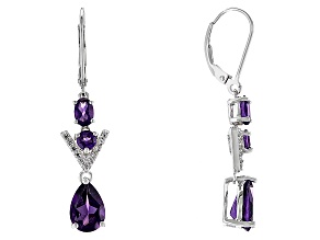 Purple Amethyst Rhodium Over Sterling Silver Earrings 4.74ctw