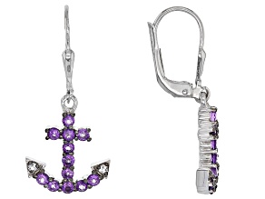 Purple Amethyst Sterling Silver Anchor Earrings .78ctw
