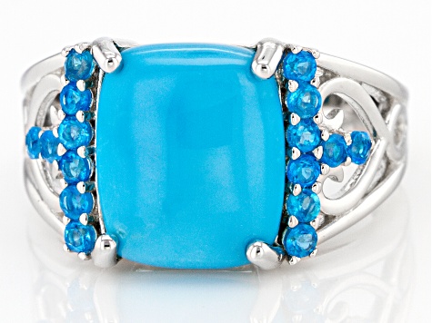 Blue Sleeping Beauty Turquoise Sterling Silver Ring .36ctw