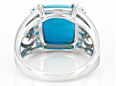 Blue Sleeping Beauty Turquoise Rhodium Over Sterling Silver Ring .36ctw