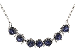 Blue Star Sapphire Rhodium Over Sterling Silver Necklace 15.47ctw