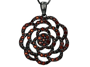Red Garnet Black Tone Silver Pendant With Chain 1.92ct