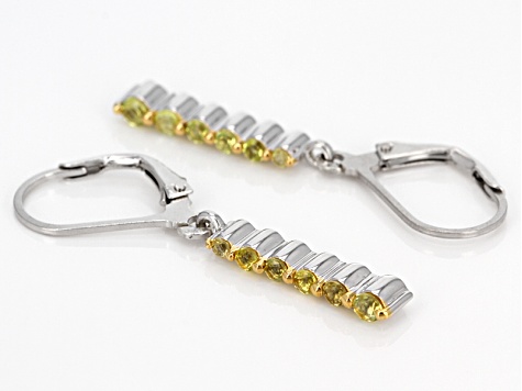 Yellow Tourmaline Sterling Silver Dangle Earrings .57ctw