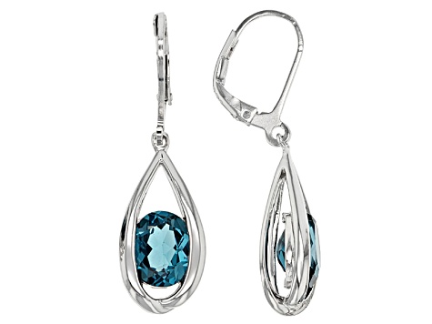 London Blue Topaz Rhodium Over Sterling Silver Dangle Earrings 