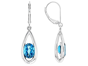 Picture of London Blue Topaz Rhodium Over Sterling Silver Dangle Earrings 3.91ctw
