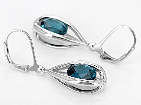 London Blue Topaz Rhodium Over Sterling Silver Dangle Earrings 3.91ctw