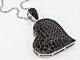 Black Spinel Rhodium Over Sterling Silver Pendant with Chain 3.74ctw