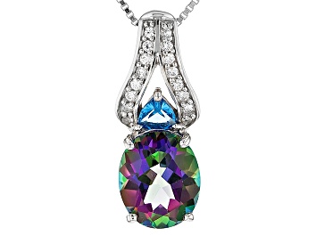 Picture of Multicolor Mystic Topaz® Silver Pendant With Chain 3.73ctw