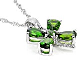 Green Chrome Diopside Rhodium Over Sterling Silver Clover Pendant With Chain 3.20ctw