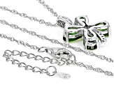 Green Chrome Diopside Rhodium Over Sterling Silver Clover Pendant With Chain 3.20ctw