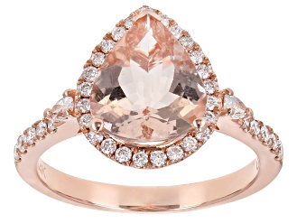 Pink Morganite 14K Rose Gold Pear Ring. 3.36ctw