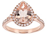 Pink Morganite 14K Rose Gold Pear Ring. 3.36ctw