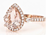 Pink Morganite 14K Rose Gold Pear Ring. 3.36ctw