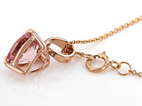 Peach Cor-de-Rosa Morganite 14K Rose Gold Solitaire Pendant With Chain 1.55ct