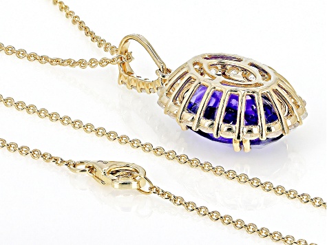 Blue Tanzanite 14k Yellow Gold Pendant With Chain 6.50ctw