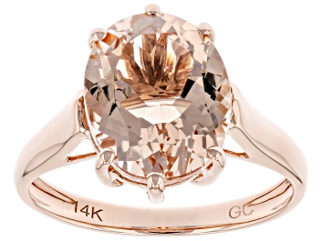 Picture of Peach Morganite 14K Rose Gold Solitaire Ring 3.00ct