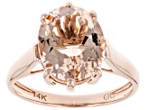 Peach Morganite 14K Rose Gold Solitaire Ring 3.00ct