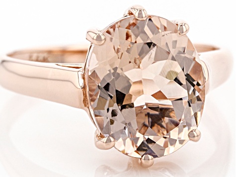 Peach Morganite 14K Rose Gold Solitaire Ring 3.00ct