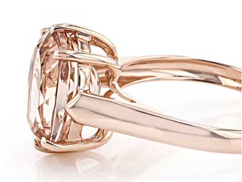 Peach Morganite 14K Rose Gold Solitaire Ring 3.00ct