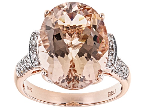 Peach Morganite 14K Rose Gold Ring 8.77ctw