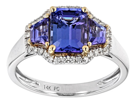 Blue Tanzanite With Diamond 14K Two-Tone Gold Ring 1.86ctw