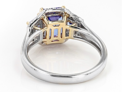 Blue Tanzanite With Diamond 14K Two-Tone Gold Ring 1.86ctw