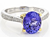 Blue Tanzanite Rhodium Over 18K White Gold Two-Tone Ring 3.04ctw