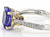 Blue Tanzanite Rhodium Over 18K White Gold Two-Tone Ring 3.04ctw