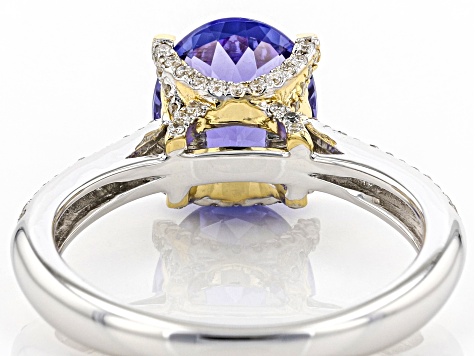 Blue Tanzanite Rhodium Over 18K White Gold Two-Tone Ring 3.04ctw