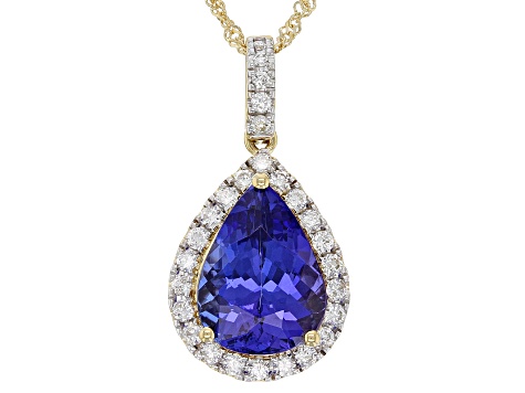 Blue Tanzanite 18k Yellow Gold Pendant With Chain 4.17ctw